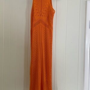 Tangerine dream! Soft crocheted Maxi Sundress!